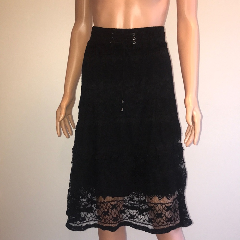 Anthropologie lapis boho lace maxi skirt